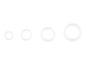 Vier weiße Ringe in verschiedenen Größen.