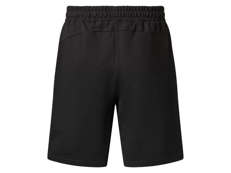 Schwarze Herren-Sporthose mit elastischem Bund, Rückansicht.