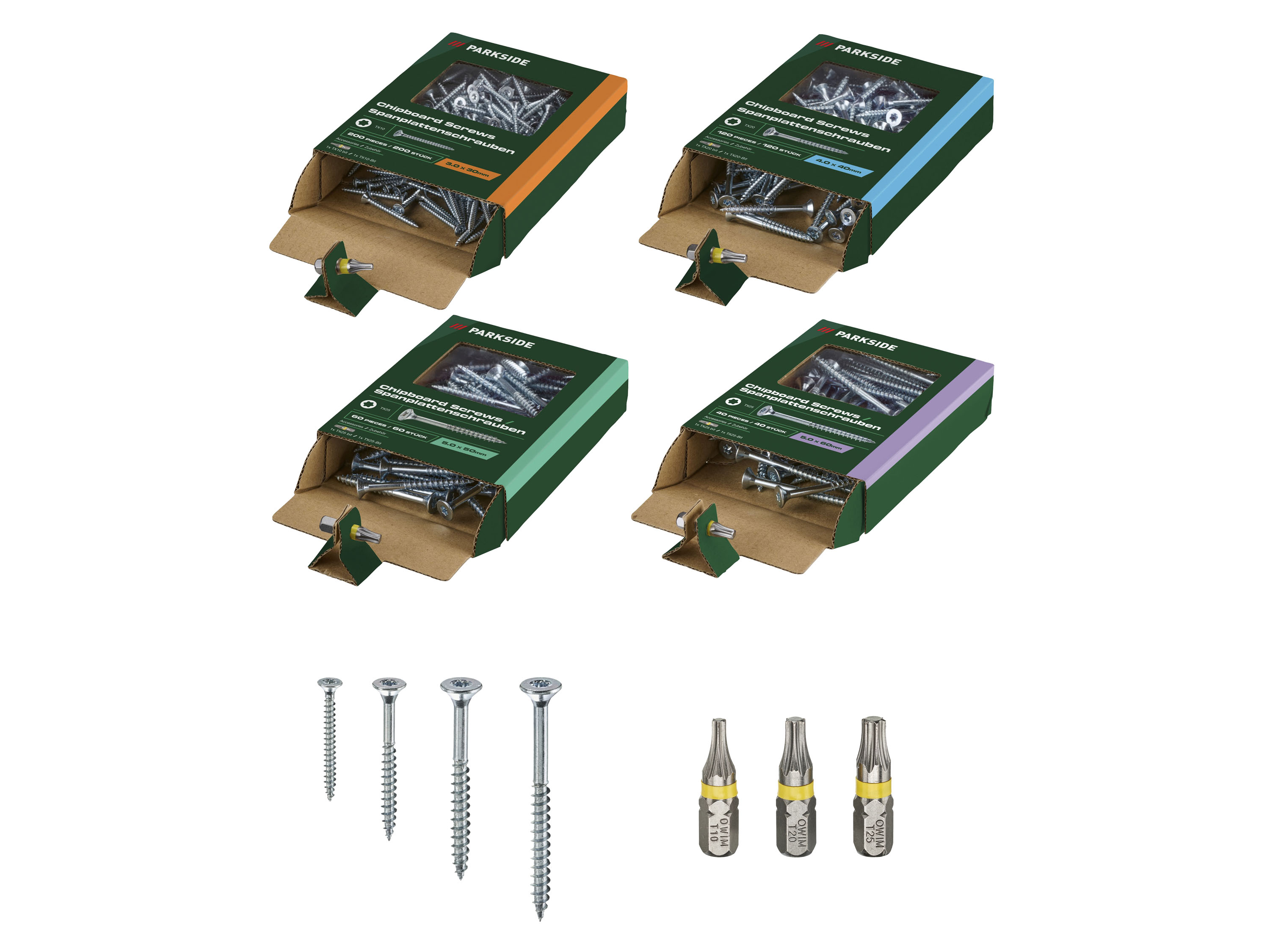 PARKSIDE® Spanplattenschraubensortiment, 420-tlg./ Dübelsortiment, 500-tlg. (Schrauben)