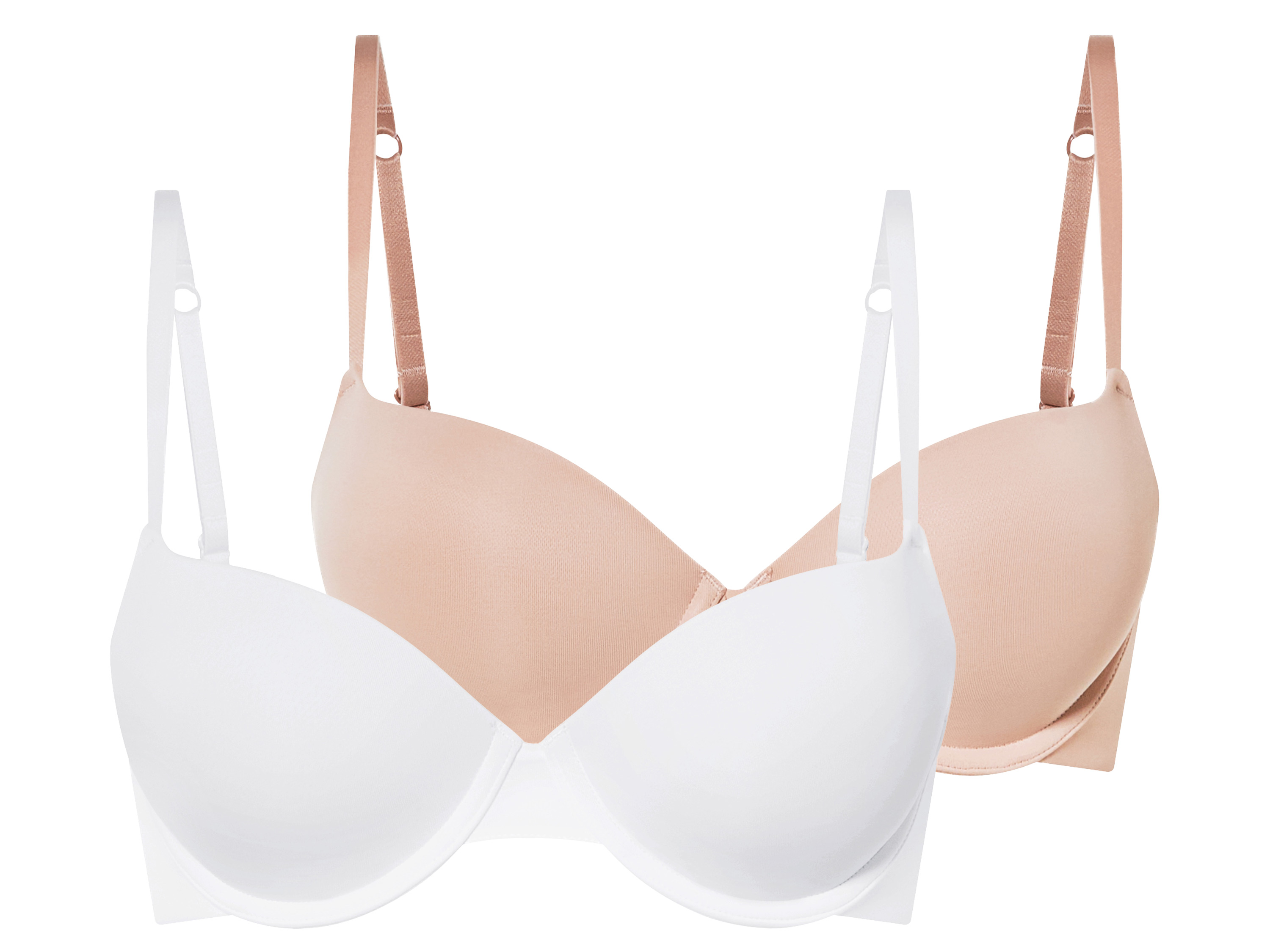 esmara® Damen Push Up BHs, 2 Stück (beige/weiß, 80D)““ | schwarz/beige, schwarz/weiß Muster: – Detail: Push-up-Effekt Trägerart: mit verstellbaren Trägern Schale: integrierte Kissen Multipack: 2 Stück Material: Obermaterial/Rückenteilfutter: Polyamid, 10 % Elasthan Lycra Cupfutter: Polyester Pflegehinweis: waschen bei max. 40 °C Pflegeleicht nicht bleichen nicht im Wäschetrockner trocknen nicht bügeln nicht trockenreinigen Größe: 70A – 85D Meine Lidl-Größe – so einfach gehts Deine Größe findest du in der Lidl-Größentabelle . Oeko-Tex® Standard 100 Geprüft auf Schadstoffe Zertifizierungsnummer: Hkum 030975 Testex Standard 100 by Oeko-Tex® ist die weltweit bekannteste, unabhängige Zertifizierung schadstoffgeprüfter Textil- und Lederprodukte aller Art – vom Garn und den Stoffen bis hin zum gebrauchsfertigen Artikel. Das Label bestätigt
