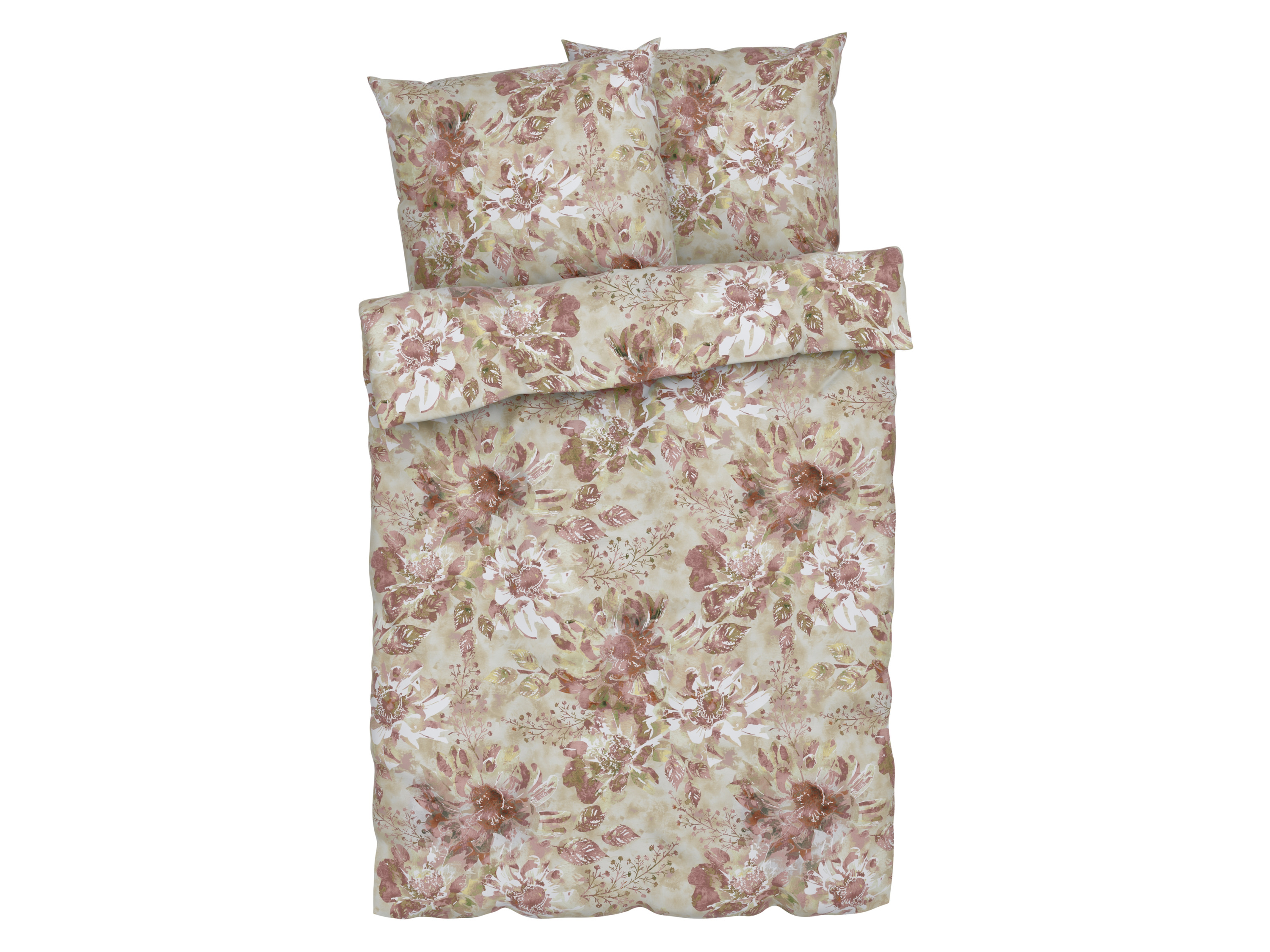 LIVARNO HOME Feinbiber-Bettwäsche (Blumen/braun)""