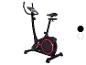 Schwarzes Heimtrainer-Fahrrad mit roten Details und Display