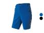 Blaue Shorts mit orangefarbenen Reißverschlüssen