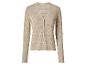 Beige Strickjacke für Damen mit Knöpfen und V-Ausschnitt