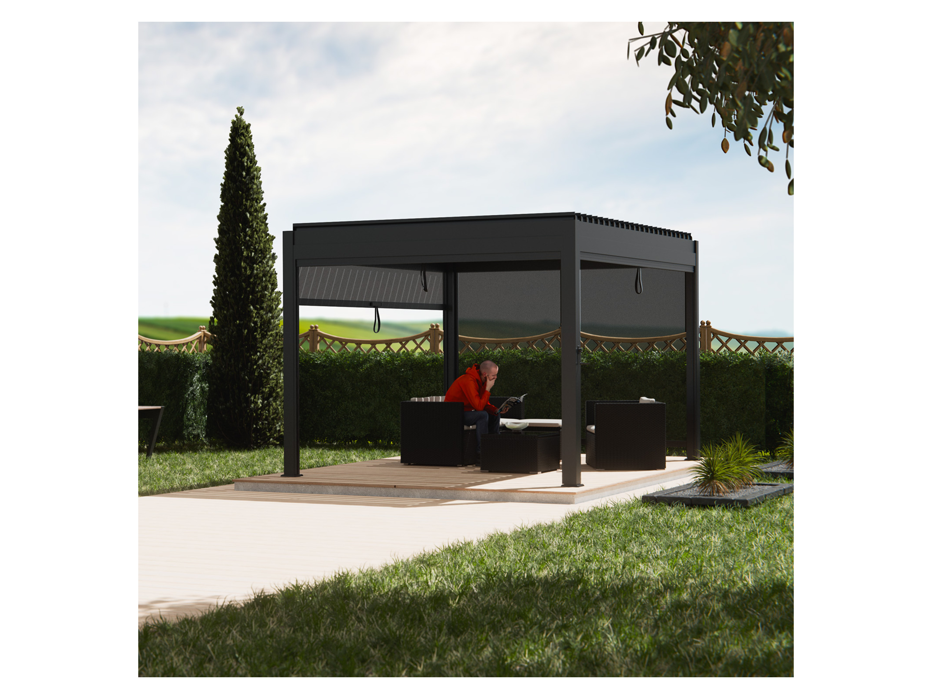 JUSKYS Pergola / Lamellendach Tahiti (3 x 4 m, Anthrazit) – Bild 2 von 4