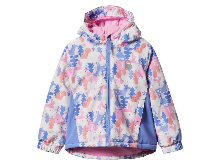 Kinderjacke mit Waldtiermuster in Rosa, Blau und Weiß