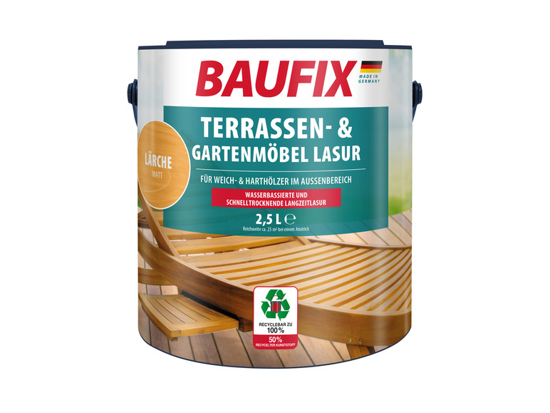 Baufix Terrassen- und Gartenmöbel Lasur für Weich- und Harthölzer.