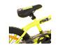 Neon-gelbes BMX-Fahrrad mit schwarzem Sitz und grafischen Details.