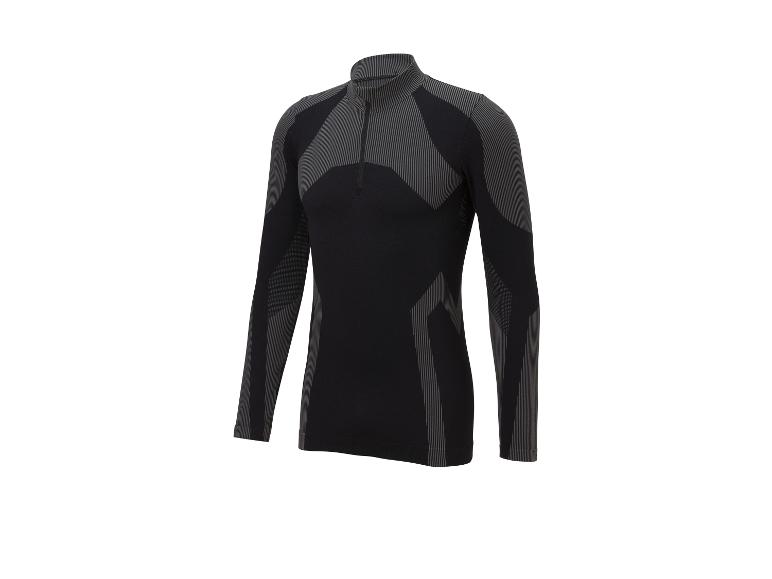 Schwarzes Langarm-Sportshirt mit grauem Streifenmuster