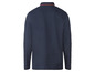 Ein dunkelblaues Langarm-Poloshirt.