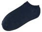 Ein Paar dunkelblaue Socken ohne Bund.
