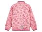 Rosa Kinderjacke mit Baustein-Print, mit dunkelrosa Details.