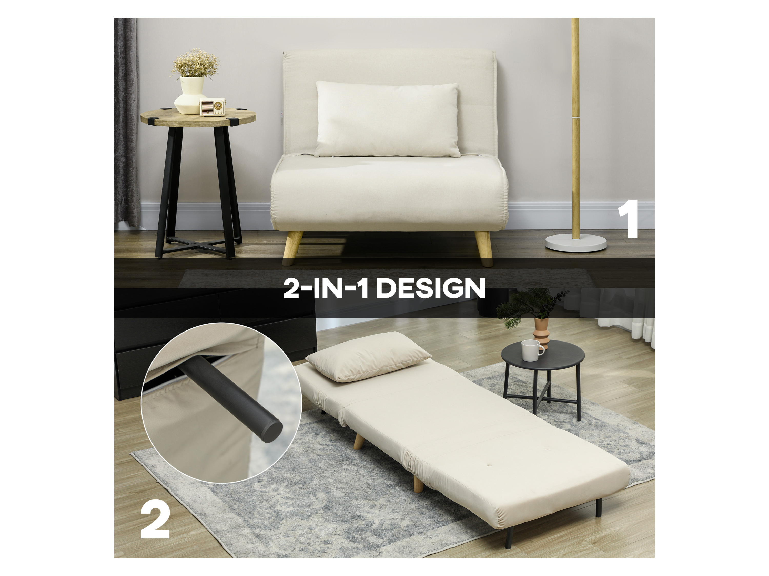 Thumbnail - HOMCOM Schlafsessel (Breite 72 cm, Beige)