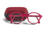 Rote runde Lesebrille mit Etui