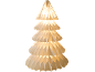 Beleuchtete Tannenbaum-Lampe aus Papier auf schwarzem Hintergrund