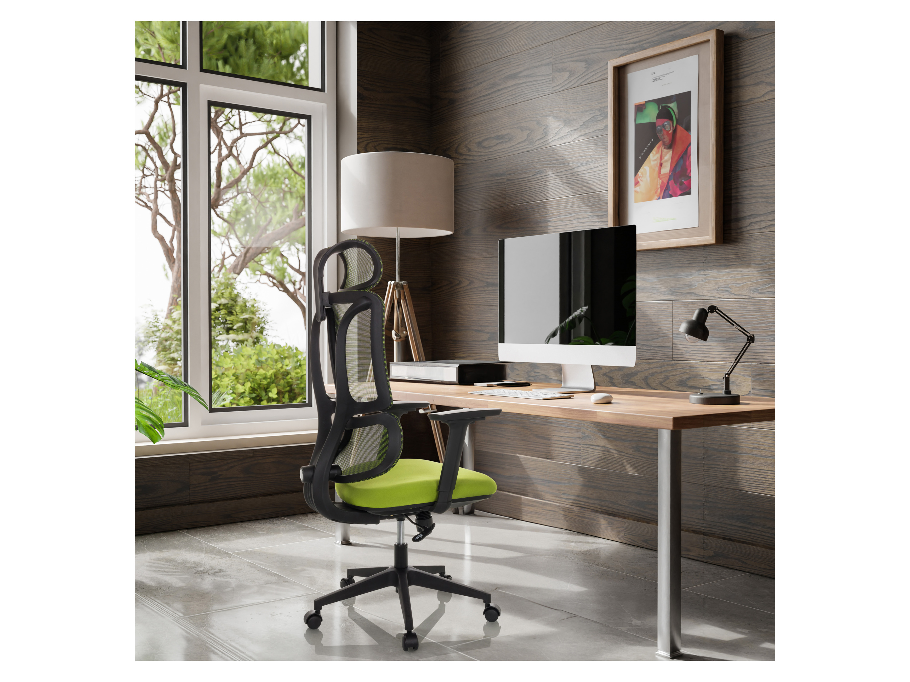 Thumbnail - MyBuero Bürostuhl / Drehstuhl ERGOMY Sitz Stoff / Rücken Netzstoff (Grün)