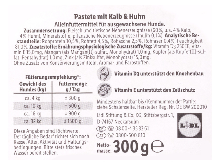 Gehe zu Vollbildansicht: ORLANDO Hundevollnahrung Feine Pastete mit Kalb & Huhn, 21 x 300 g - Bild 4