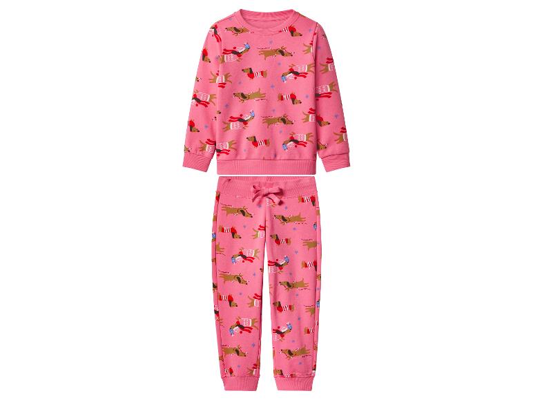 Rosa Pyjama mit Weihnachtsdackel-Print