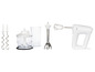 Ein Braun Handmixer mit Rührbesen, Mixbecher und Stabmixer.