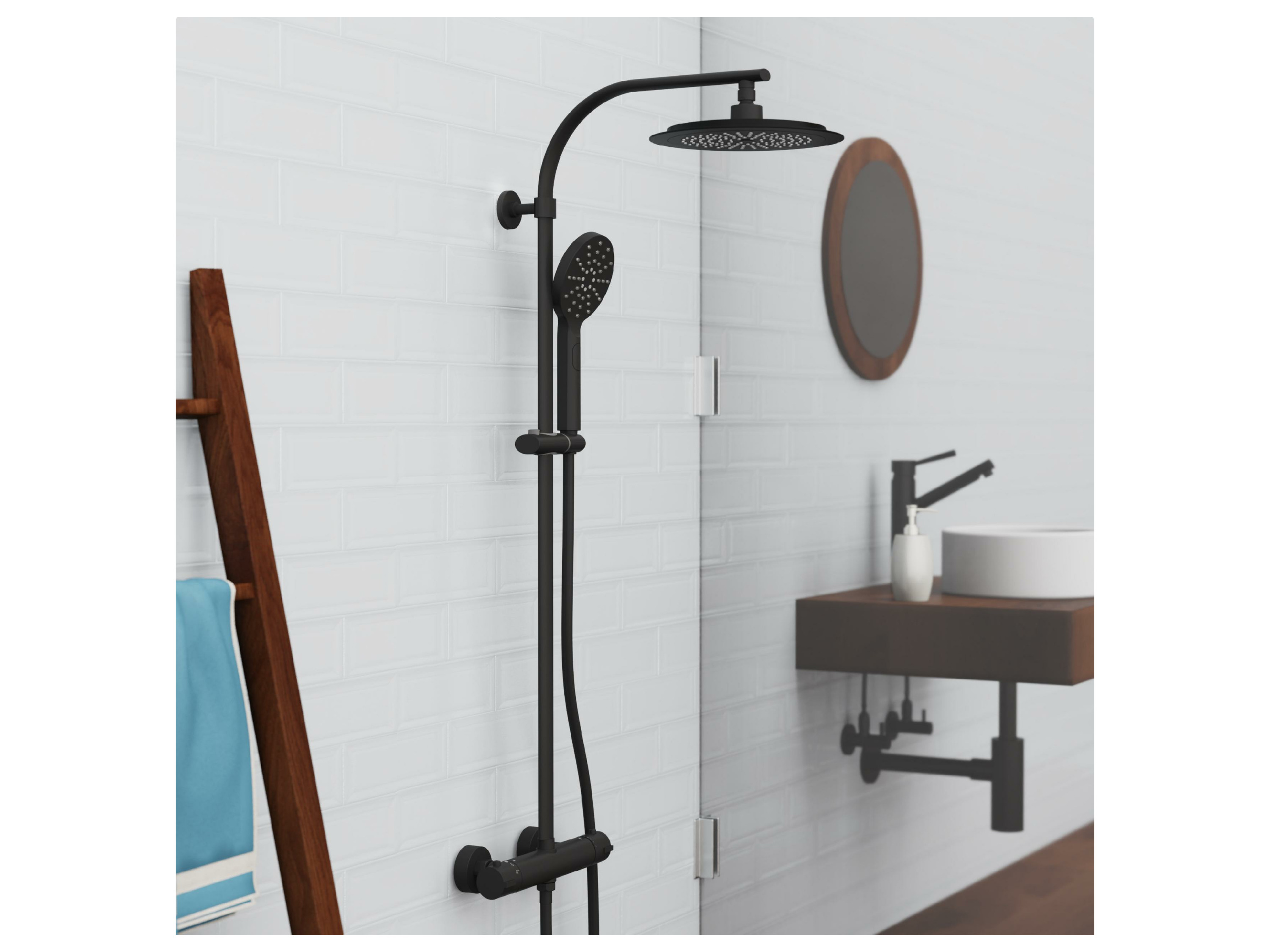 SCHÜTTE Duschset Madura Fresh mit Thermostatarmatur (Schwarz matt) – Bild 2 von 4
