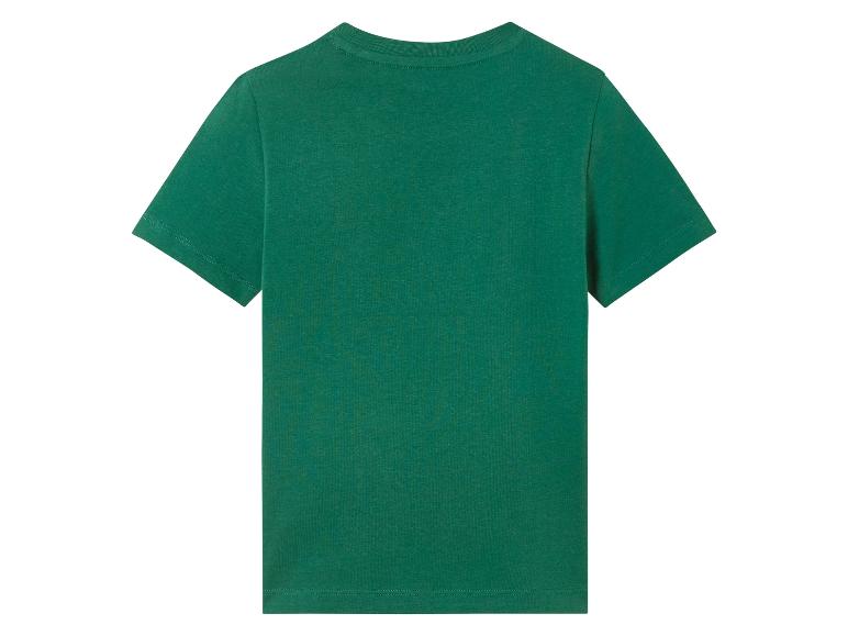 Ein dunkelgrünes T-Shirt mit kurzen Ärmeln.