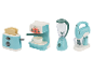 LUPILU® Küchengeräte-Set: Toaster, Kaffeemaschine, Mixer und Handmixer in Türkis und Weiß.