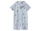 Hellblauer Baby-Overall mit Kapuze und Palmen- und Wellenmuster.