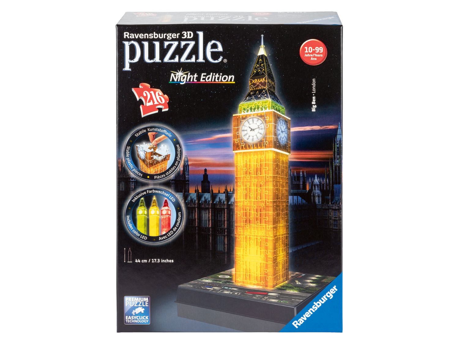 Thumbnail - Ravensburger 3D Puzzle Gebäude leuchtend (Big Ben bei Nacht)