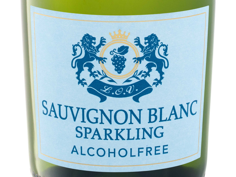 Eine Flasche alkoholfreien Sauvignon Blanc Sekt.