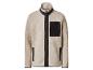 Beige Fleecejacke mit schwarzem Reißverschluss und Taschen