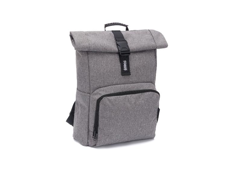Grauer Fillikid Rucksack mit Rollverschluss und schwarzer Schnalle