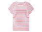 Kurzarm-Shirt mit rot-weißen Streifen.