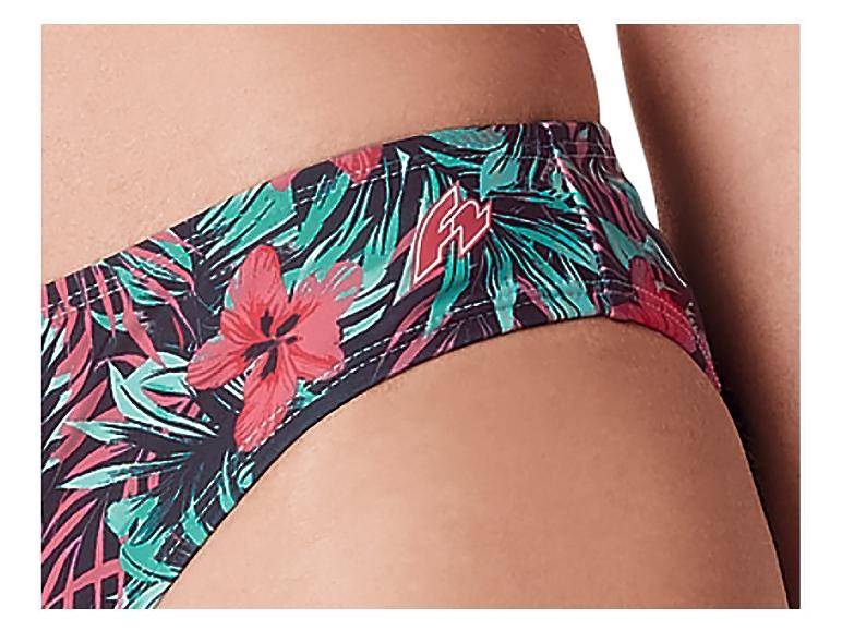 Bikinihose mit tropischem Muster.