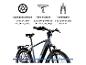 E-Bike mit Scheibenbremsen, Trekkingsattel und Federgabel.