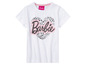 Weißes T-Shirt mit Barbie-Logo in einem rosa Herz mit Leopardenmuster