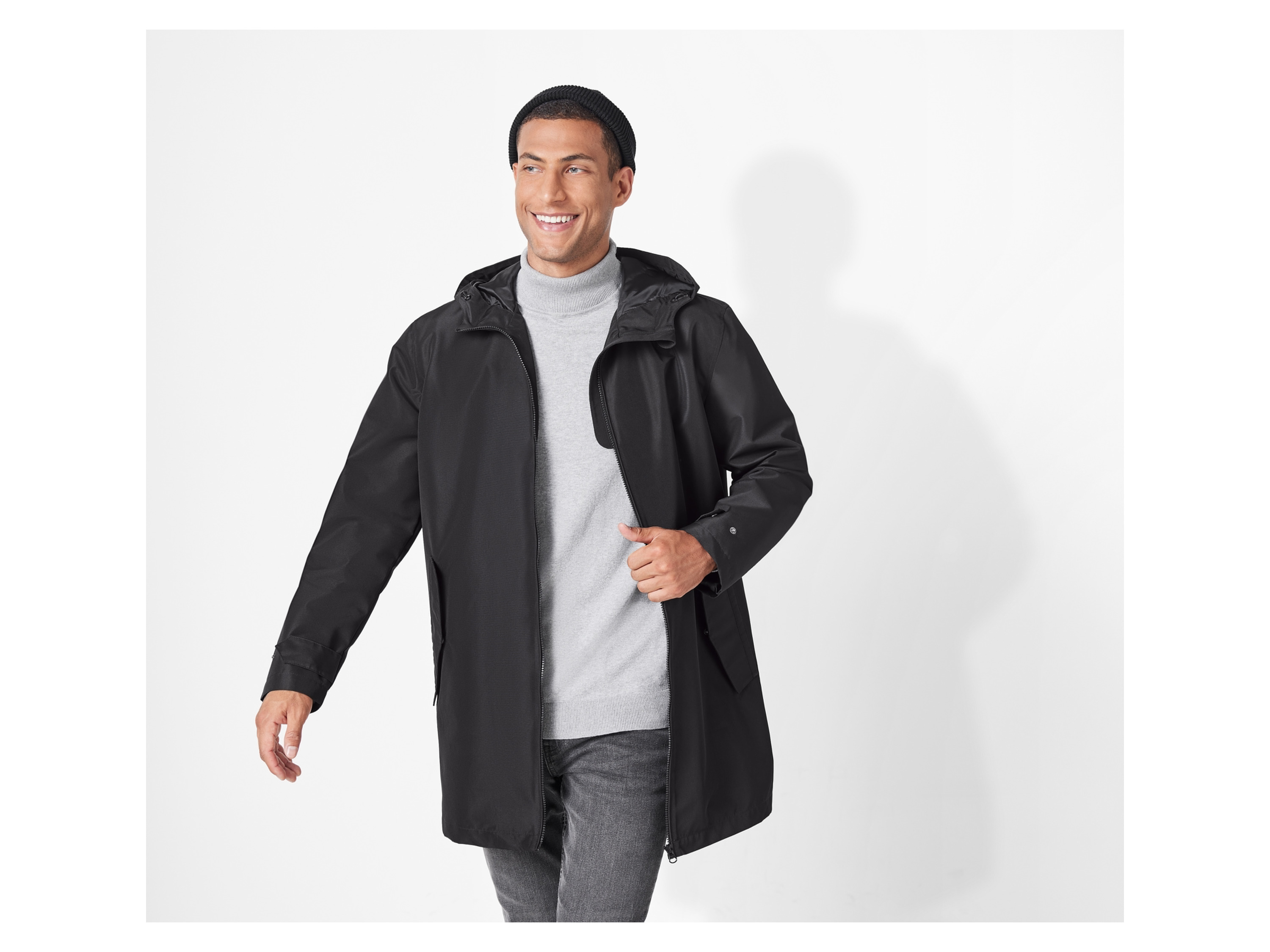 LIVERGY® Herren Trenchcoat (Schwarz, L (52/54)) – Bild 2 von 4