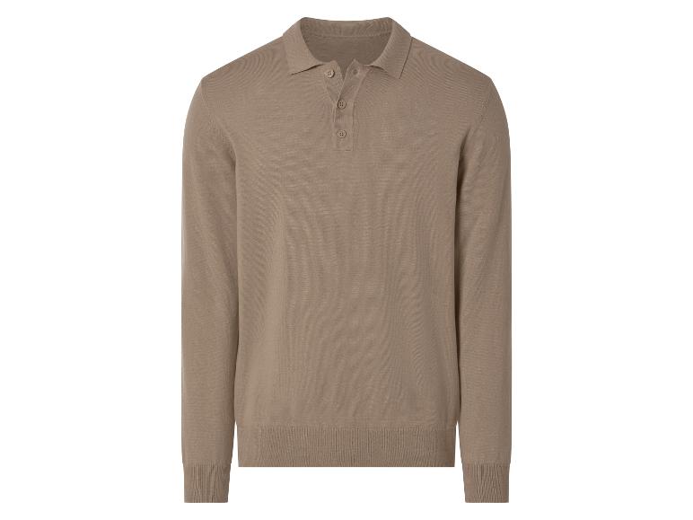 Braunes langärmeliges Strick-Poloshirt