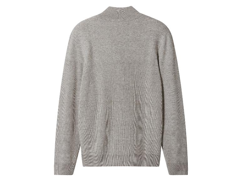 Grauer Strickpullover mit Stehkragen