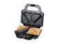 Offener Sandwichmaker mit zwei getoasteten Sandwiches darin.