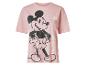Rosa Kurzarm-T-Shirt mit großem schwarzem Mickey-Mouse-Aufdruck und dem Schriftzug „MICKEY“.