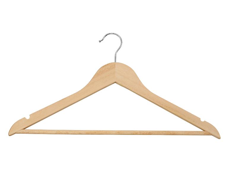 Heller Holzkleiderbügel mit Metallhaken