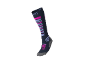 Blaue Sportsocken mit rosa und hellvioletten Streifen