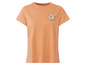 Ein orangefarbenes T-Shirt mit einem Donut-Aufdruck.