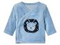 Blauer Baby-Pullover mit einem gestickten Löwen.