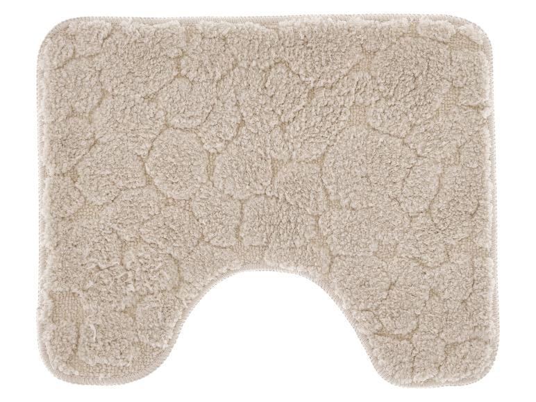 Beige Badematte mit Toilettenausschnitt und strukturiertem Muster