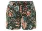 Shorts mit tropischem Muster, olivgrün.