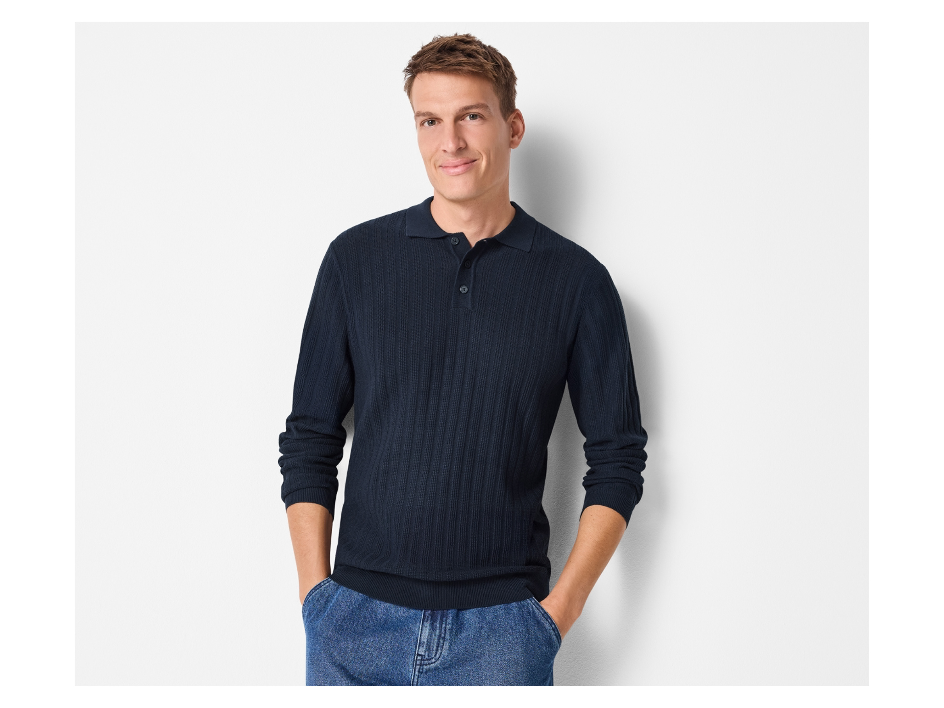 ESMARA MEN Herren Polopullover Struktur (Navy, M(48/50)) – Bild 2 von 4