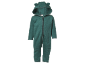 Grüner Fleece-Baby-Overall mit Kapuze und Bärenohren.
