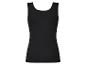 Ein schwarzes Tanktop mit Rundhalsausschnitt.