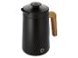 Schwarze Kaffeekanne mit Holzgriff und Deckel